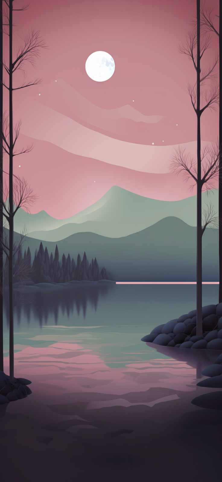 Moonlit Lake Wallpapers